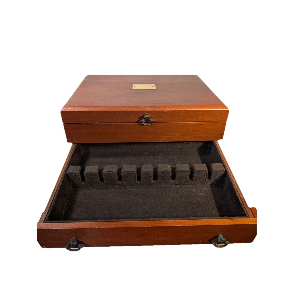 Vintage Eureka Mfg Co Wooden Cutlery Silverware Chest Box Organizer Made in USA - Picture 9 of 12